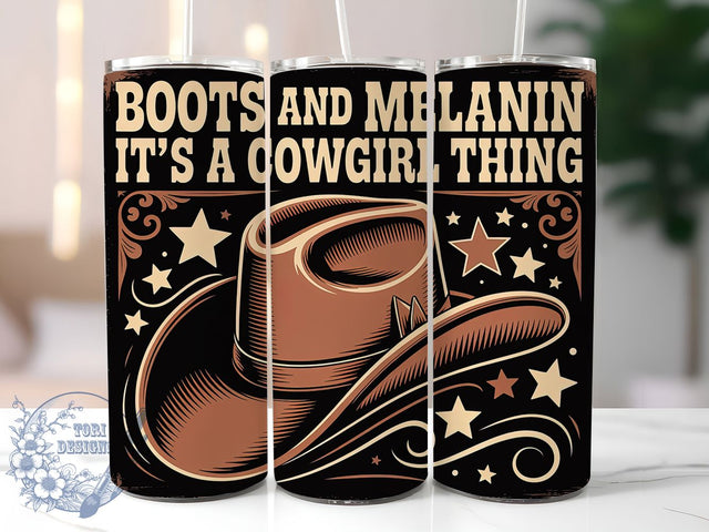 Boots & Melanin 20oz Tumbler Wrap, African Cowgirl Design, American Flag Sublimation, Patriotic USA Wrap, Western Cowgirl Theme, 20oz Tumbler Design, PNG Tumbler Wrap Sublimation ToriDesigns 