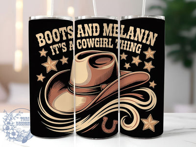 Boots & Melanin 20oz Tumbler Wrap, African Cowgirl Design, American Flag Sublimation, Patriotic USA Wrap, Western Cowgirl Theme, 20oz Tumbler Design, PNG Tumbler Wrap Sublimation ToriDesigns 