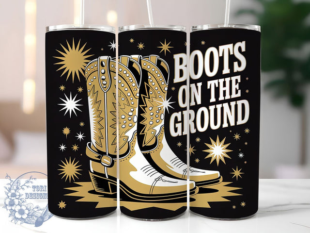 Boots On Ground 20oz Tumbler, Boots on the Ground Quote, Western Style Wrap, Cowboy Boots Design, 20oz Tumbler Wrap, Sublimation Design PNG, Rustic Cowgirl Gift Sublimation ToriDesigns 