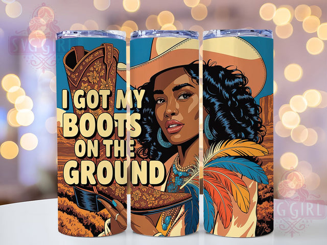 Boots on Ground 20oz Tumbler, Western Black Woman Wrap, American Flag Sublimation, Patriotic USA Design, Independence Day Wrap, 20oz Tumbler Design, PNG Tumbler Wrap Sublimation SvggirlplusArt 