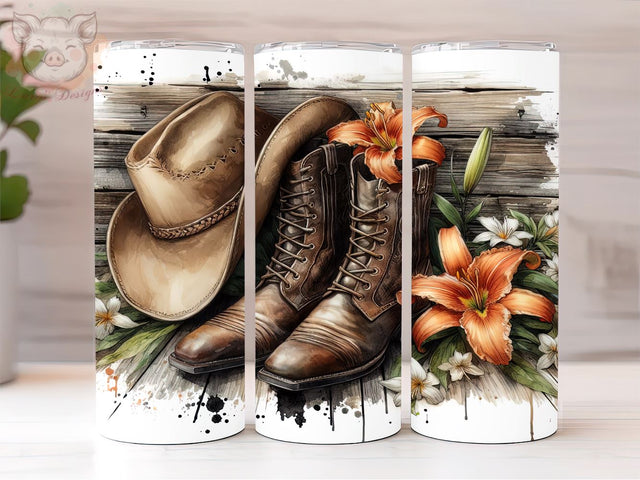 Boots Western 20oz Tumbler Png, Straight & Tapered Tumbler Png, Cowgirl Cowhide Tumbler Png, Digital Download PNG Sublimation Lara' s Designs 