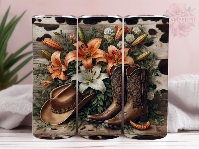 Boots Western 20oz Tumbler Wrap PNG, Cowgirl Cowhide Tumbler Png, Straight & Tapered Tumbler Wrap, Instant Digital Download Sublimation Li Zamperini 