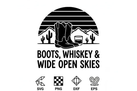 Boots Whiskey Wide Open Skies Svg, Western Cowgirl Svg, Country Girl Svg, Rodeo Shirt Design, Western Quote Svg, Country Music Shirt Svg SVG TiffsCraftyCreations 