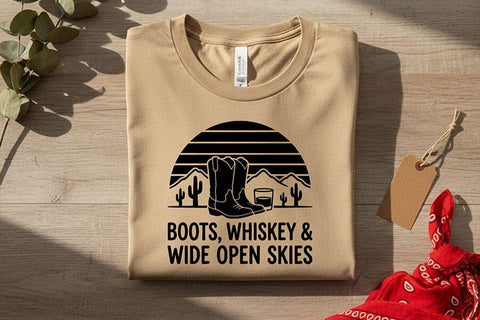 Boots Whiskey Wide Open Skies Svg, Western Cowgirl Svg, Country Girl Svg, Rodeo Shirt Design, Western Quote Svg, Country Music Shirt Svg SVG TiffsCraftyCreations 