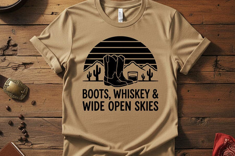 Boots Whiskey Wide Open Skies Svg, Western Cowgirl Svg, Country Girl Svg, Rodeo Shirt Design, Western Quote Svg, Country Music Shirt Svg SVG TiffsCraftyCreations 