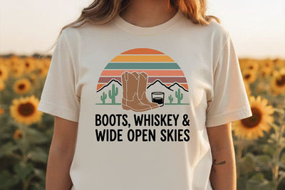 Boots Whiskey Wide Open Skies Svg, Western Cowgirl Svg, Country Girl Svg, Rodeo Shirt Design, Western Quote Svg, Country Music Shirt Svg SVG TiffsCraftyCreations 