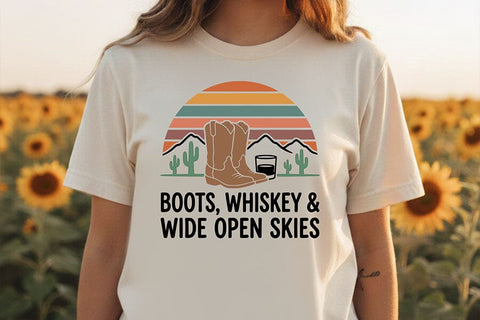Boots Whiskey Wide Open Skies Svg, Western Cowgirl Svg, Country Girl Svg, Rodeo Shirt Design, Western Quote Svg, Country Music Shirt Svg SVG TiffsCraftyCreations 