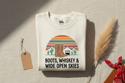 Boots Whiskey Wide Open Skies Svg, Western Cowgirl Svg, Country Girl Svg, Rodeo Shirt Design, Western Quote Svg, Country Music Shirt Svg SVG TiffsCraftyCreations 