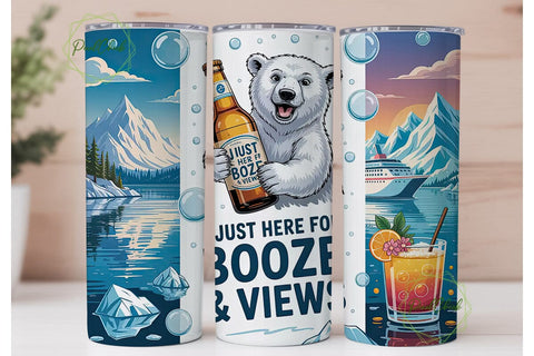 Boozy Polar Bear Cruise 20oz Tumbler Sublimation PixelChick 