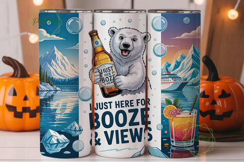 Boozy Polar Bear Cruise 20oz Tumbler Sublimation PixelChick 