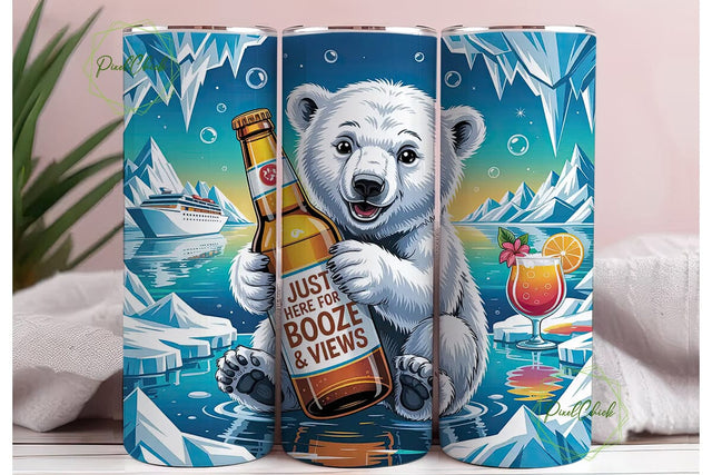Boozy Polar Bear Cruise 20oz Tumbler Sublimation PixelChick 