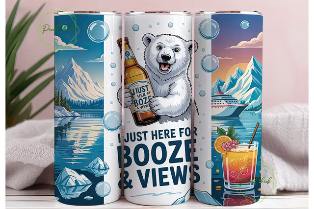 Boozy Polar Bear Cruise 20oz Tumbler Sublimation PixelChick 