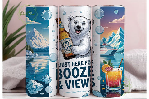 Boozy Polar Bear Cruise 20oz Tumbler Sublimation PixelChick 