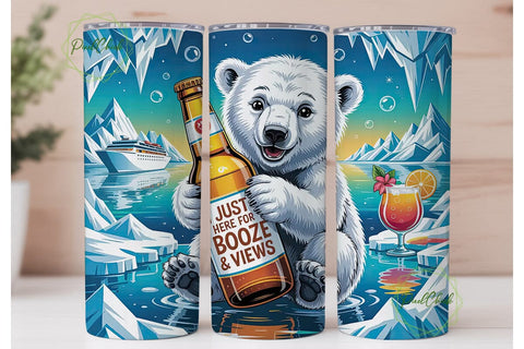 Boozy Polar Bear Cruise 20oz Tumbler Sublimation PixelChick 
