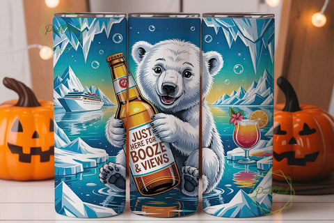 Boozy Polar Bear Cruise 20oz Tumbler Sublimation PixelChick 
