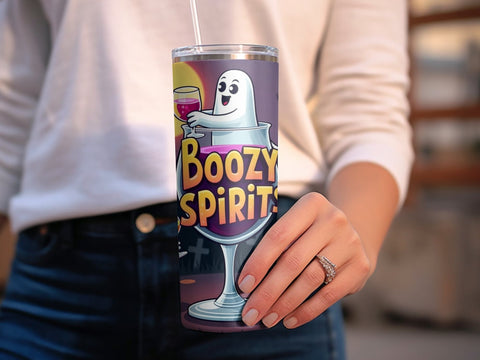 Boozy Spirits Halloween Tumbler Wrap PNG Sublimation Luvleigh Digitals 
