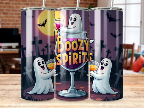 Boozy Spirits Halloween Tumbler Wrap PNG Sublimation Luvleigh Digitals 