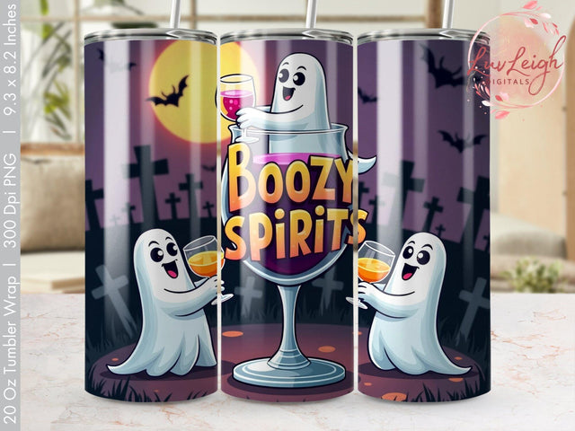 Boozy Spirits Halloween Tumbler Wrap PNG Sublimation Luvleigh Digitals 