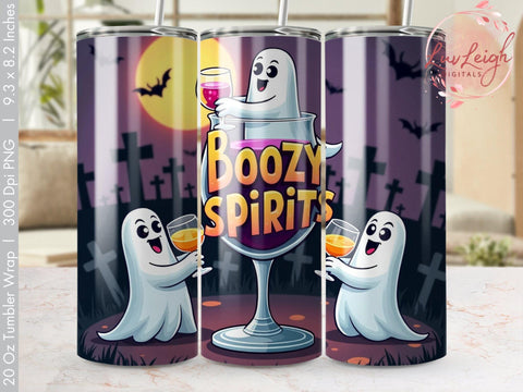 Boozy Spirits Halloween Tumbler Wrap PNG Sublimation Luvleigh Digitals 