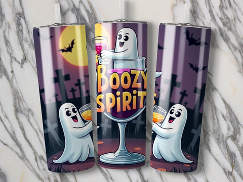Boozy Spirits Halloween Tumbler Wrap PNG Sublimation Luvleigh Digitals 