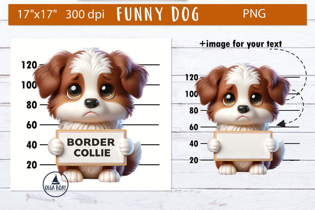 Border collie clipart dog | Funny dog illustration Sublimation Olga Boat Design 