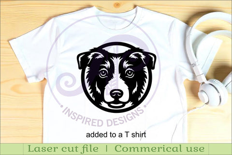 Border Collie Dog SVG Laser Cut File, Dog Face Wall Art SVG APInspireddesigns 