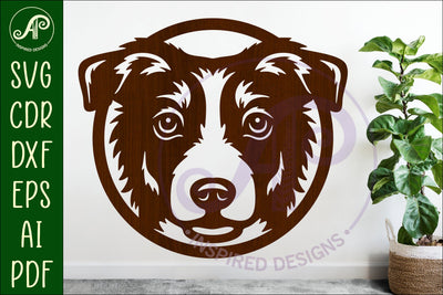 Border Collie Dog SVG Laser Cut File, Dog Face Wall Art SVG APInspireddesigns 
