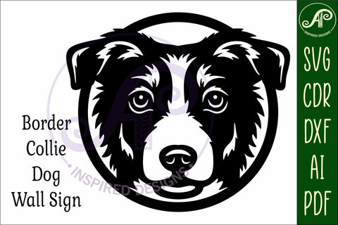 Border Collie Dog SVG Laser Cut File, Dog Face Wall Art SVG APInspireddesigns 