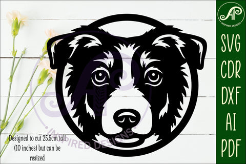 Border Collie Dog SVG Laser Cut File, Dog Face Wall Art SVG APInspireddesigns 