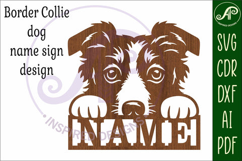 Border Collie name wall art sign, SVG file SVG APInspireddesigns 