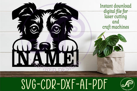 Border Collie name wall art sign, SVG file SVG APInspireddesigns 