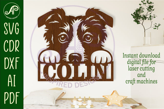 Border Collie name wall art sign, SVG file SVG APInspireddesigns 