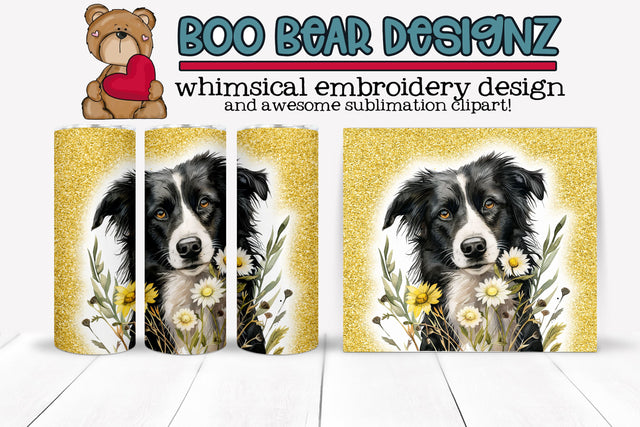 Border Collie Sublimation Tumbler wrap Sublimation Boo Bear Designz 