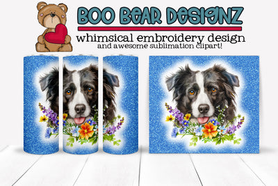 Border Collie Sublimation Tumbler wrap Sublimation Boo Bear Designz 