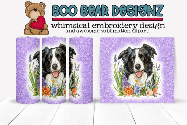 Border Collie Sublimation Tumbler Wrap Sublimation Boo Bear Designz 