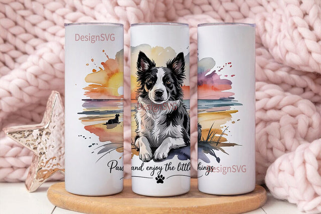 Border Collie Sunset 20oz Tumbler Wrap Sublimation DesignSVG 