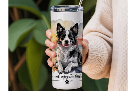 Border Collie Sunset 20oz Tumbler Wrap Sublimation DesignSVG 