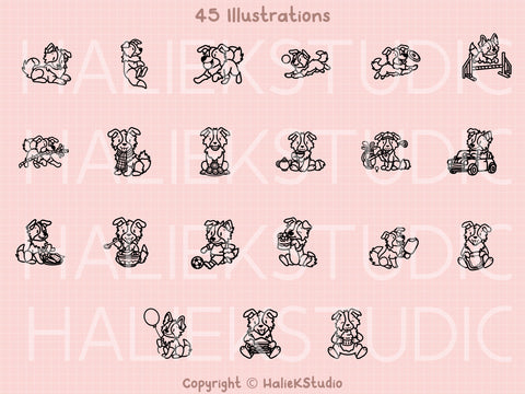 Border Collie SVG Design Set SVG HalieKStudio 