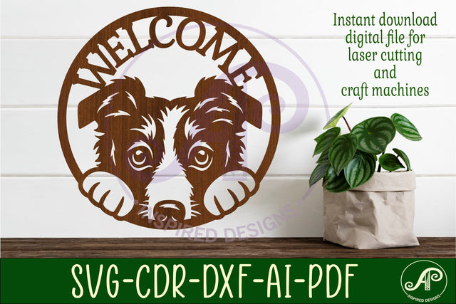 Border collie welcome wall art sign, SVG file. vector SVG APInspireddesigns 