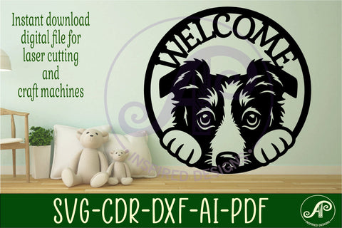Border collie welcome wall art sign, SVG file. vector SVG APInspireddesigns 