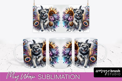 Border Terrier Mug Wrap - Dog Mom Floral Coffee Mug PNG Sublimation Sublimation OrangeBrushStudio 