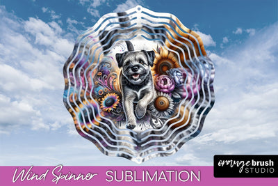 Border Terrier Wind Spinner, Dog Mom Floral Wind Spinner Sublimation Sublimation OrangeBrushStudio 