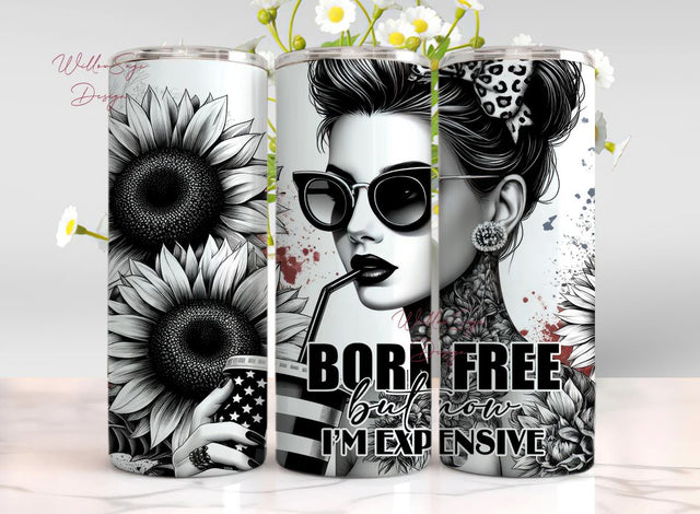 Born Free But Now I'm Expensive Tumbler Wrap, 20oz 4th July Skinny Sublimation Design, Snarky Funny Sarcastic Independence Day PNG Sublimation WillowSageDesign 
