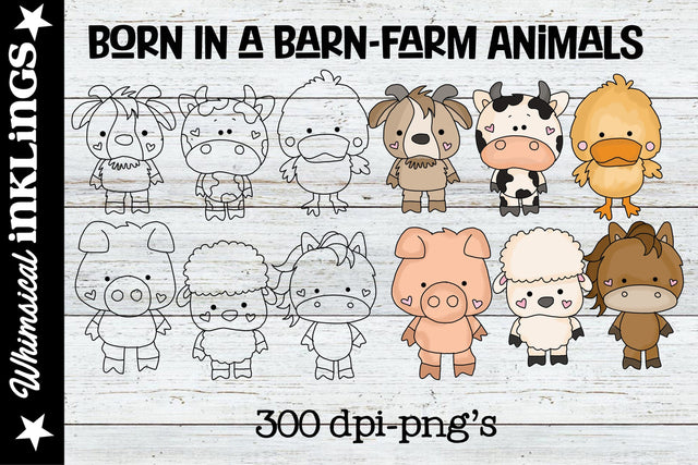 Born In A Barn Clipart Collection Sublimation Whimsical Inklings 