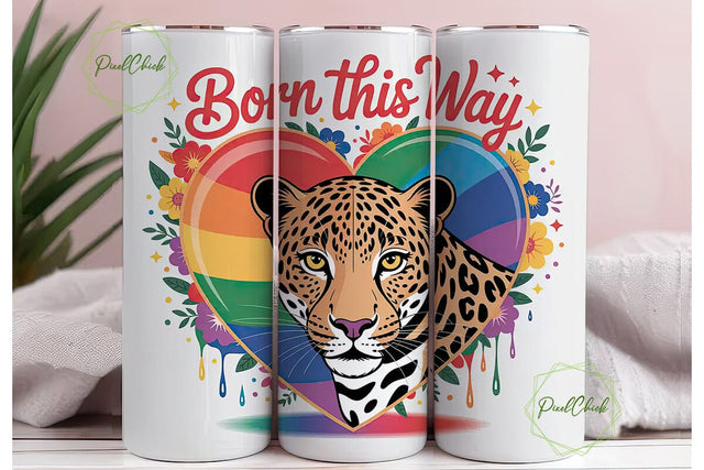 Born This Way Leopard Pride 20oz Tumbler Sublimation PixelChick 