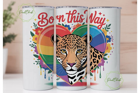 Born This Way Leopard Pride 20oz Tumbler Sublimation PixelChick 