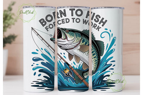 Born to Fish Bass 20oz Tumbler Wrap Sublimation PixelChick 