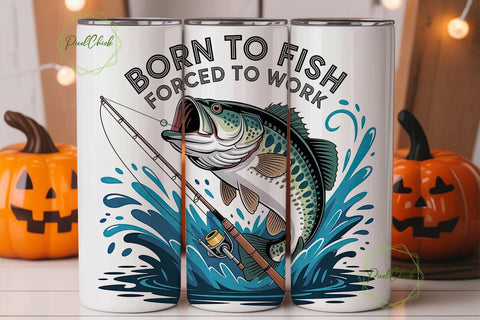 Born to Fish Bass 20oz Tumbler Wrap Sublimation PixelChick 