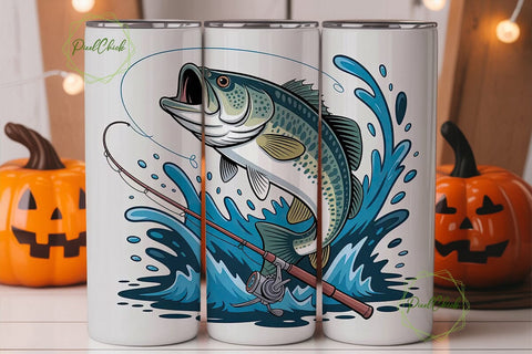 Born to Fish Bass 20oz Tumbler Wrap Sublimation PixelChick 