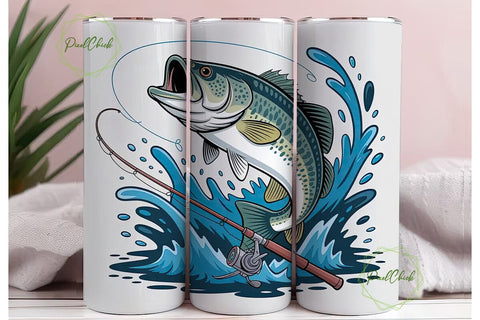 Born to Fish Bass 20oz Tumbler Wrap Sublimation PixelChick 